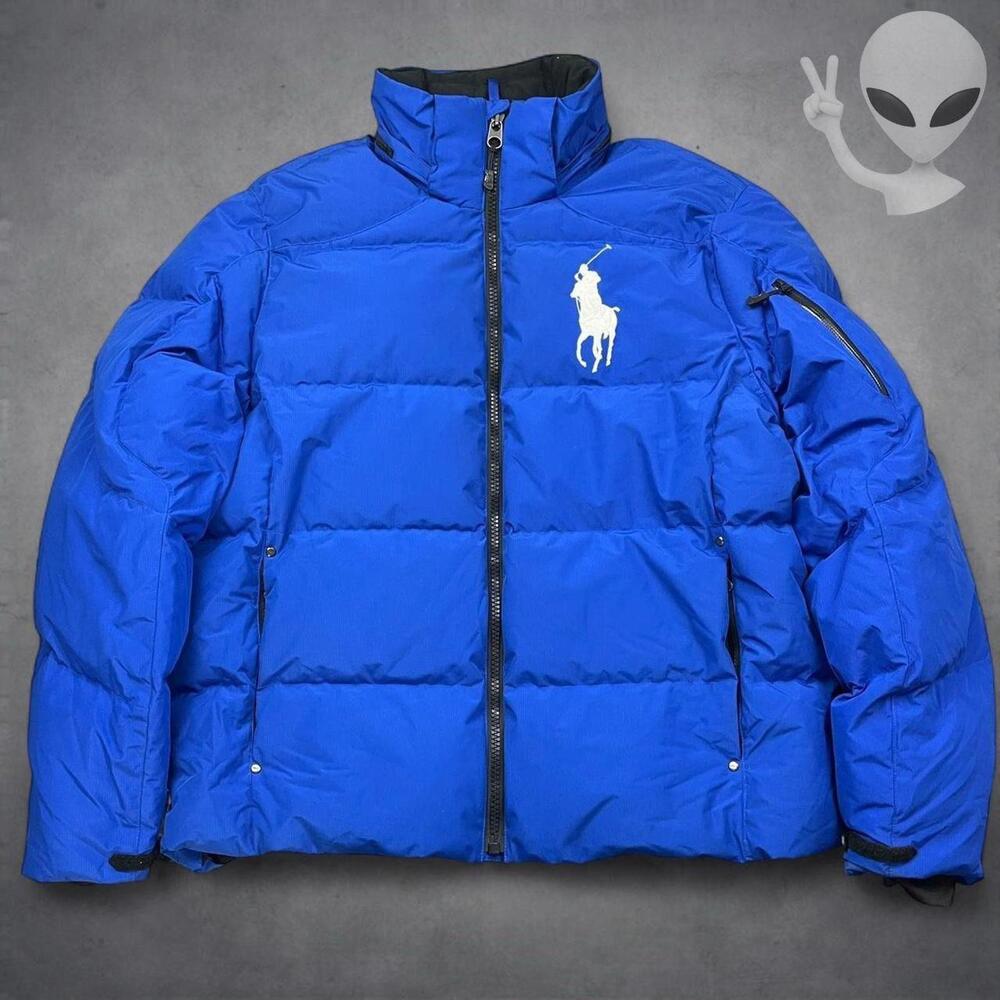 Polo Ralph Lauren XL Blue Duck Down Puffer Ski Jacket Big Pony Vintage - Picture 8 of 8